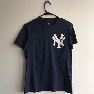 Majestic Blue Yankees T-Shirt Teixeira #25 Size S